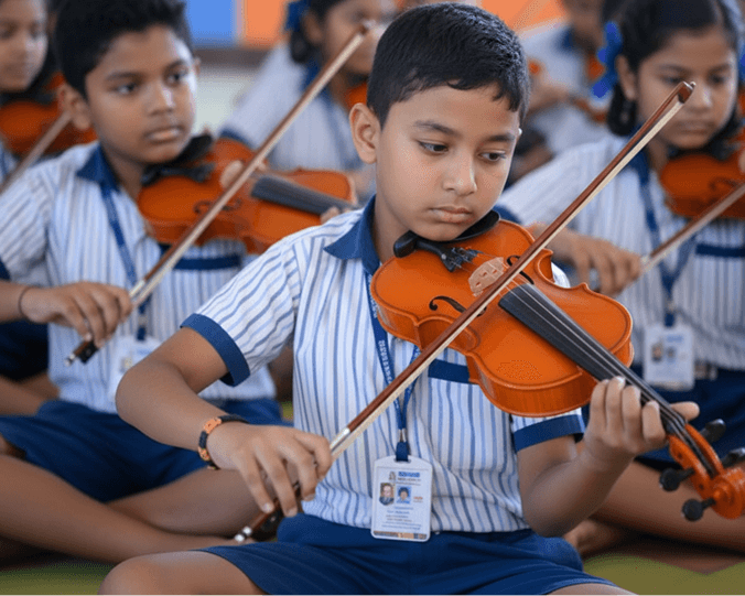 Student playing violin